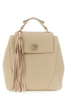 mochila con solapa efecto piel de grano grueso y logo beige taglia unica