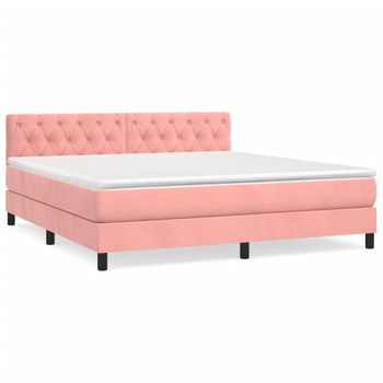Cama Tapizada 203x160x88 Cm Terciopelo - Rosa