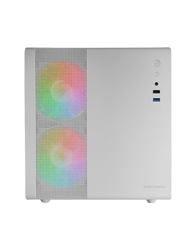 CAJA COMPACTA MICROATX TACENS MARS GAMING MC400 WHITE FRONTAL MESH DISE??O CUBE 3xVENTILADORES 120