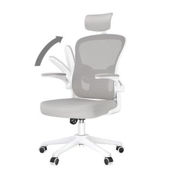 Silla de oficina Naspaluro Ergonómica Reposabrazos 2D Reposacabezas Soporte Lumbar Gris