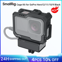 jaula de camara de accion completa negra smallrig para gopro hero 9101112 jaula con dos soportes de zapata fria video vlog rig 3083c