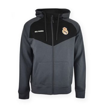 Sudadera Real Madrid Adulto Hoodie Gris Con Capucha
