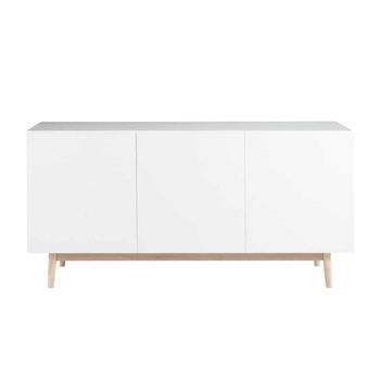 Aparador de MDF y roble blanco satinado de 160 cm