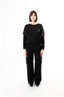 sudadera cropped con volantes de lentejuelas black m
