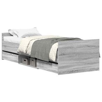 Estructura De Cama Con Cabecero Piecero Gris Sonoma 90x190 Cm Vidaxl