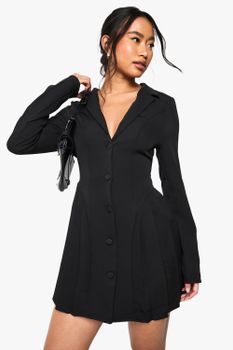 Vestido Americana Con Volante, Negro