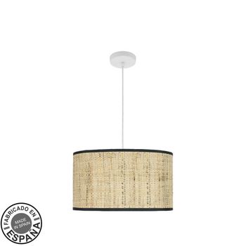 Colgante moda 2xe27 blanco/cañizo oscuro regx40x40cm c/difusor