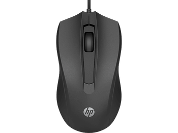 Ratón - HP 100, 6VY96AA, Por cable, Negro