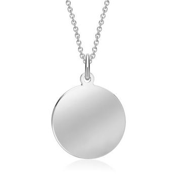 Cadena circular grabable de oro blanco de 14 quilates