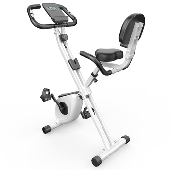 Bicicleta Estática Plegable Con Monitor Lcd Y Soporte Para Tablet, Resistencia Magnética De 8 Niveles Y Sensores De Pulso,blanco,rattantree