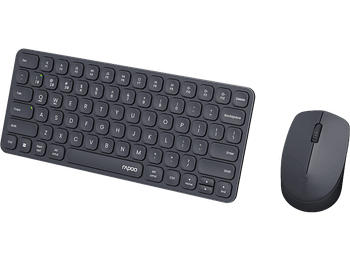 Pack Teclado + Ratón - Rapoo 9010M, Inalámbrica, Bluetooth, 2400 ppp, Diseño ultrafino, Alcance 10m, Negro