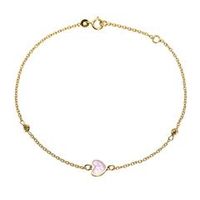 pulsera de mujer corazon de oro de 14 quilates nacar
