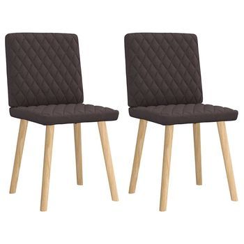 Sillas De Comedor 2 Unidades Tela Marrón Oscuro
