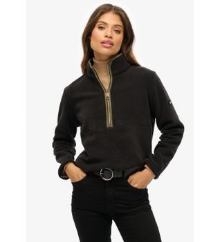 Superdry para mujer. W2012337A Polar Estate Half Zip Fleece negro (L), Casual, Poliéster Reciclado, Sostenible