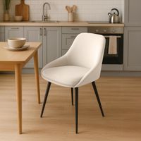 silla de comedor con reposapies en terciopelo crema