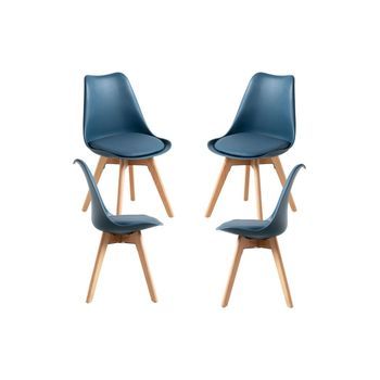 Pack 4 Sillas Synk Basic De Polipropileno 82*53*53 Cm - Azul Petróleo