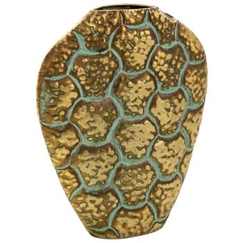 Jarrón de metal dorado 29x9.5x35h cm