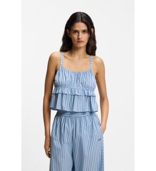 BOSS para mujer. 50559224 Top Popelín azul (40), Casual, Algodón, Sin mangas / Tirantes