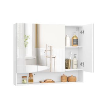Armario de Baño con Puertas de Espejo 16,5 x 90 x 75 cm, 90A cm / Blanco Nube