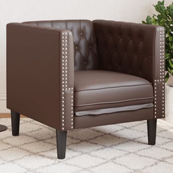 Sillón De Salón | Silla | Sillón Chesterfield De Cuero Artificial Marrón Cfw56152