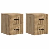 mesita de noche de pared 2 uds roble artisan 345 x 33 x 40 cm vidaxl