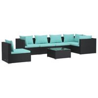 set de muebles de jardin 7 pzas y cojines ratan sintetico negro vidaxl