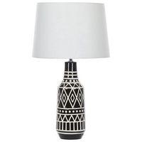 lampara de mesa de ceramica negro pantalla de tela blanco 68 cm mesa de noche clasico shebelle