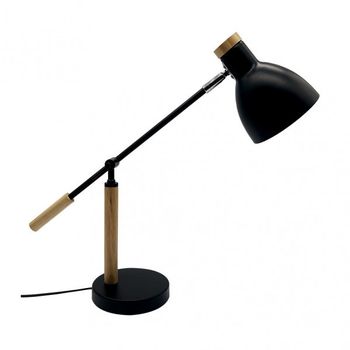 Flexo biel 1xe27 negro/haya 48x15x50 cm orientable 360º y articulable