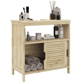 Mueble Bajo Lavabo De Baño De Melamina Con 2 Cajones Y Estantes Abiertos 90 X 30 X 60 Cm – Blanco