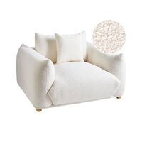 sillon sala de estar asiento y respaldo tapizados en boucle patas de madera blanco crema luvos