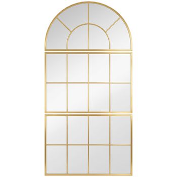 Espejo de pared arqueado espejo de pared en forma de ventana juego de 3 piezas marco en metal 76 x 150 cm dorado HOMCOM   Aosom España