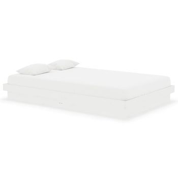Cama Matrimonial | Cama Para Adultos | Estructura De Cama Doble Pequeña Madera Maciza Blanca 120x190cm