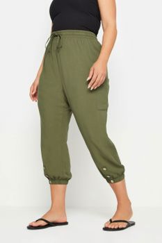 Yours Pantalón Capri Caqui Con Botones , Mujer Curvy Y Tallas Grandes, Yours