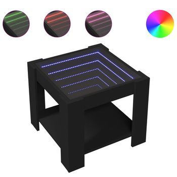 Mesa De Centro Con Led Madera De Ingeniería Negro 53x53x45 Cm Vidaxl
