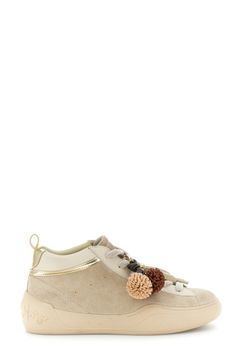 zapatillas mid de ante y piel recubierta con charm beige 36