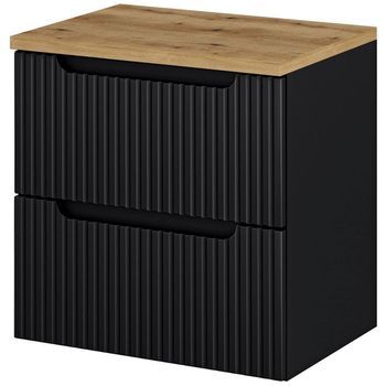 Mueble Bajo Lavabo Newport De Pared Con 2 Cajones Mdf 60x60x40 Cm - Negro/roble