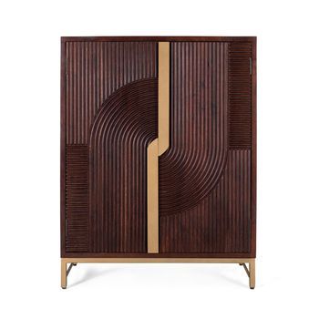 Mueble Bar En Madera De Mango Y Metal 119 Cm Alto
