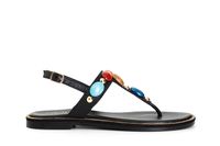 sandalias de dedo de piel con piedras black