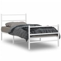 estructura cama metal con cabecero y estribo blanco 100x200 cm