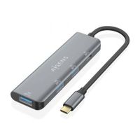 hub aisens 4 puertos usb 32 gen1 5gbps modelo a109-0762 slim plugplay gris