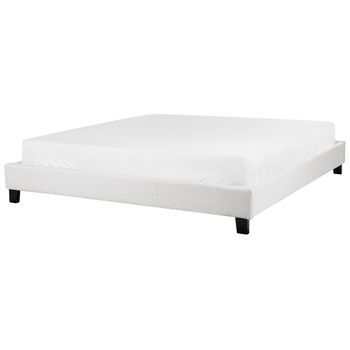 Cama Con Somier Sin Cabecero Tapizada De Tela De Poliéster Gris Claro 180 X 200 Cm Roanne