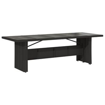 Mesa De Jardín | Mesa De Exterior Superficie De Vidrio Ratán Pe Negro 240x90x75 Cm
