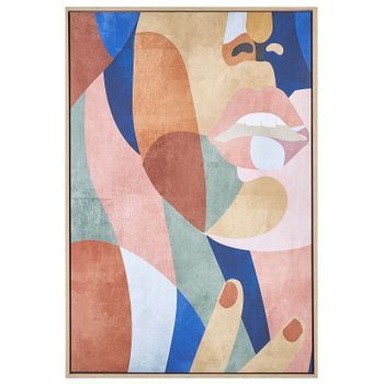 Lienzo Cuadro De Pared 93 X 63 Cm Marco Mdf Sintético Abstracto Geométrico Multicolor Bitetto