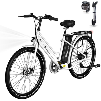 Bicicleta Eléctrica Urbana Evercross Tech Ek8 Blanco 26