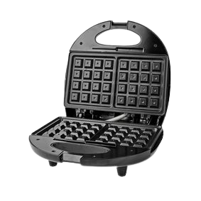 Nedis KAWP200BK gofrera 2 barquillo(s) 750 W Negro, Plata