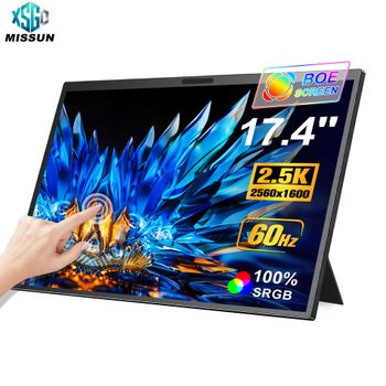 Monitor Portátil MISSUN con Pantalla Táctil de 17.4 Pulgadas, 60hz, con VESA y Rotación de 180° °   Soporte ajustable para ordenador portátil, PC, Mac, Switch, PS5, iPhone, HUAWEI