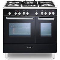 ck406 90 cm dual fuel range cooker - black  chrome black