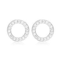 pendientes de plata 925 circulo con circonita blanca