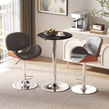 Mesa De Bar Regulable En Altura Moderna De Pvc Homcom 63x93cm - Negro