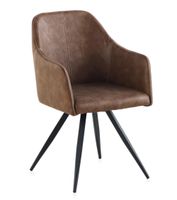 sillon tapizado marron patas metalicas negras